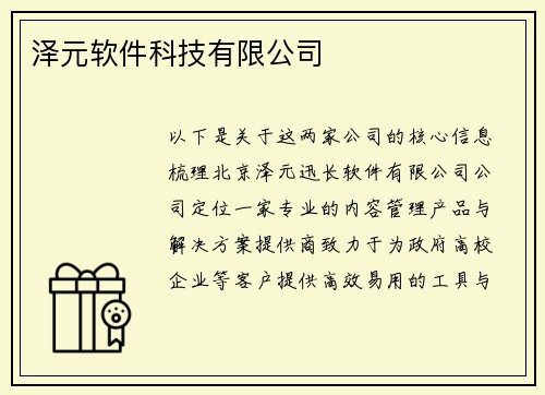 泽元软件科技有限公司
